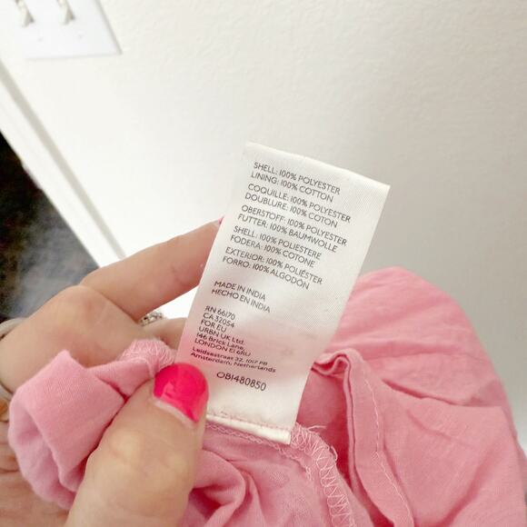 [Free People] Tessa Floral Puff Sleeve Ruched Open Back Mini Dress Size Large L - Picture 10 of 11